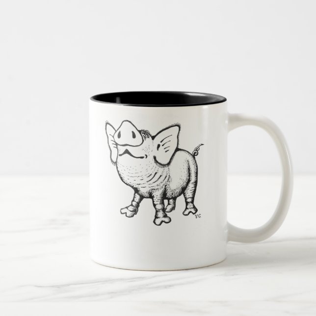 Rolig design för griskaffemugg Två-Tonad mugg (Höger)