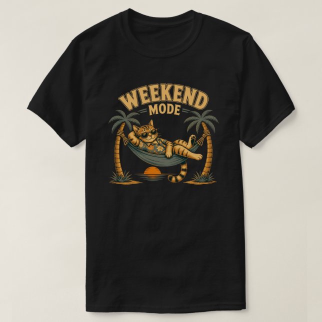 Rolig design för helgmode med katt t shirt (Design framsida)