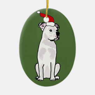 Rolig design för jul för vitamerikanbulldogg julgransprydnad keramik