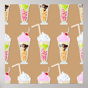 Rolig design för milkshake på solbränna poster