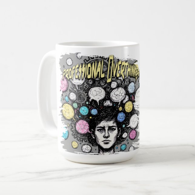 rolig design för överanalysatorer kaffemugg (Framsida vänster)