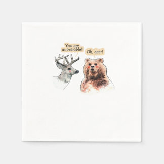 Rolig design med björn och hjort i samtal pappersservett