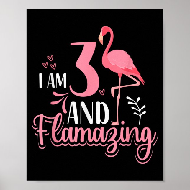 Rolig design med citat för flamingos 3-årsdag poster (Framsidan)