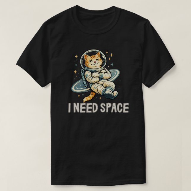 Rolig design med katt i rymden t shirt (Design framsida)