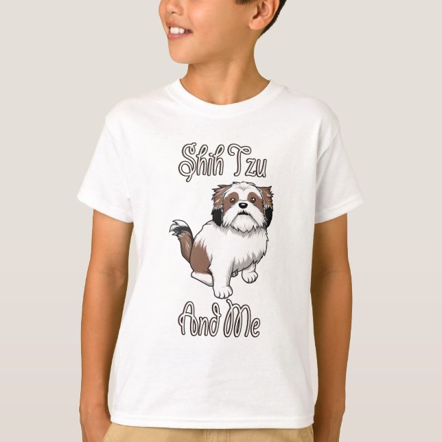 Rolig design med Shih Tzu och mig T Shirt (Framsida)