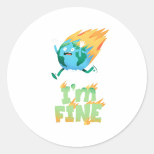 Rolig design om klimatförändring Jordens “Jag mår Runt Klistermärke