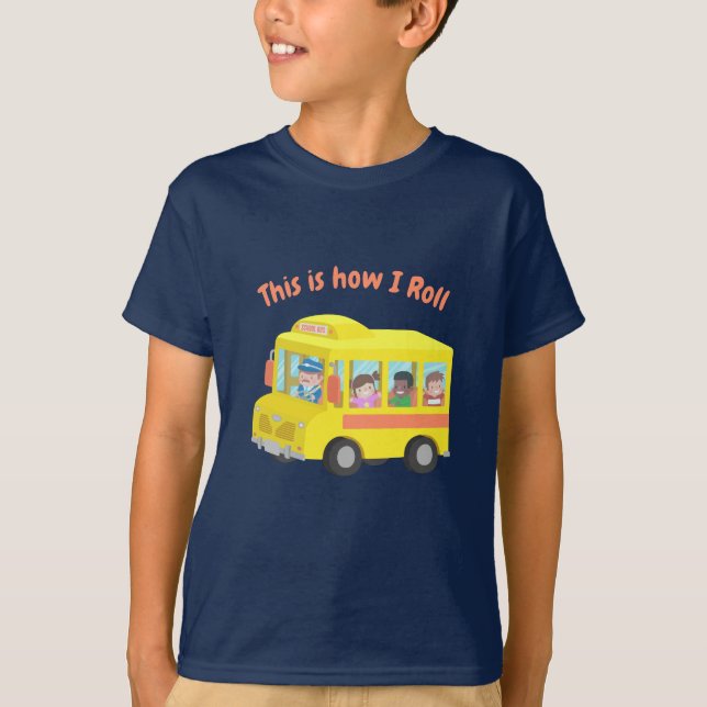 Rolig Det är så jag rullar Skolbuss Barn T-shirt (Framsida)