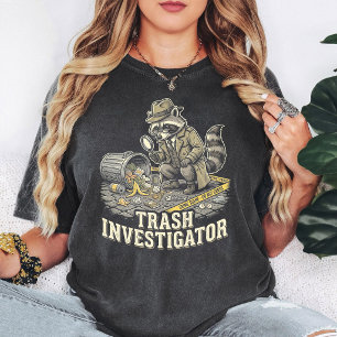 Rolig Detektivtvättbjörn Trash Investigator T Shirt