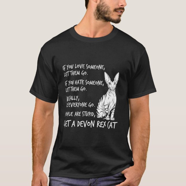Rolig Devon Rex Pixie Katt Design för Kattälskare T Shirt (Framsida)