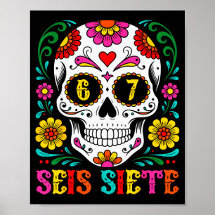 Rolig Dia De Los Muertos Sockersock Skull Seis Sie Poster