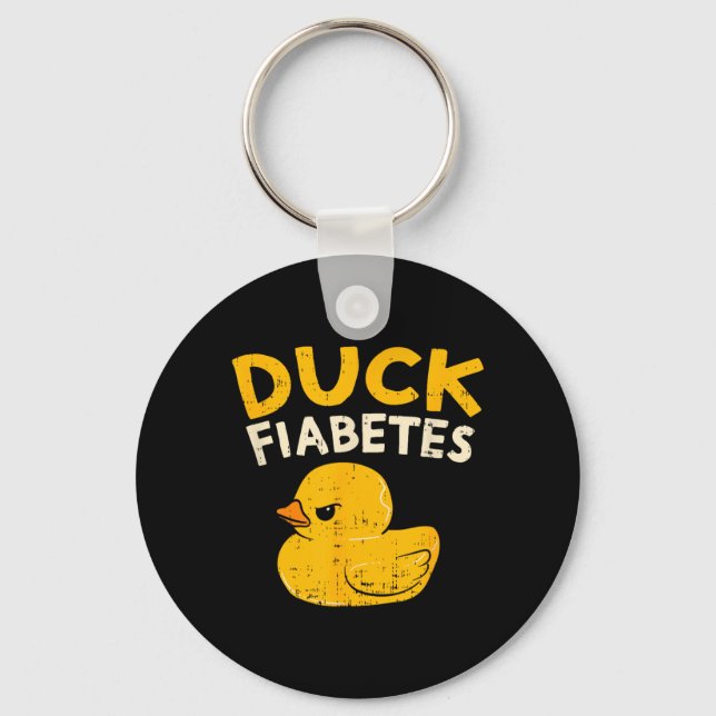 Rolig Diabetes Medvetenhet Anka Fiabetes Cool Gumm Nyckelring (Framsida)