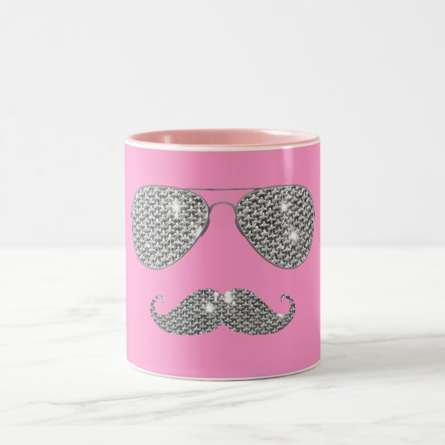 Rolig diamantmustasch med exponeringsglas Två-Tonad mugg (Center)