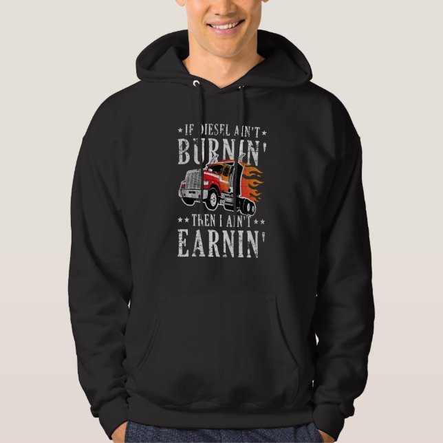 Rolig dieselbrännande stor långtradare semi traile hoodie (Framsida)