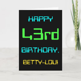 Rolig digital datortematiserad 43-årsdag kort