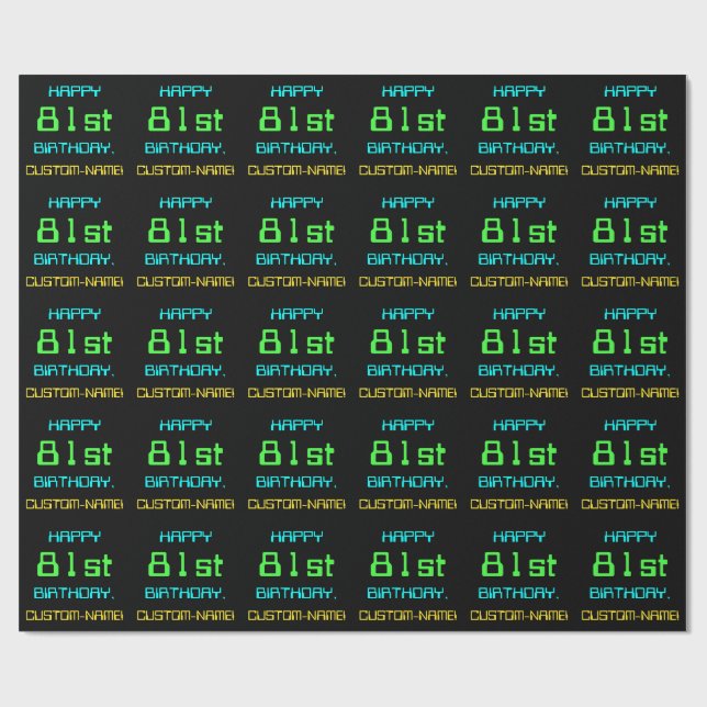 Rolig digital datortematiserad 81-årsdag presentpapper (Platt)