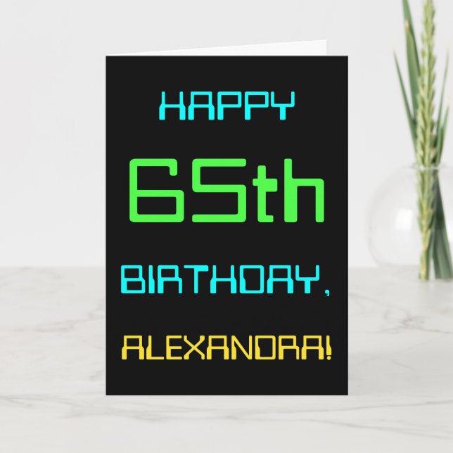 Rolig digital datortematisk 65-årsdag kort (Framsida)