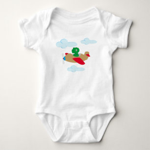 Rolig dino flygande med flygplan t-shirt