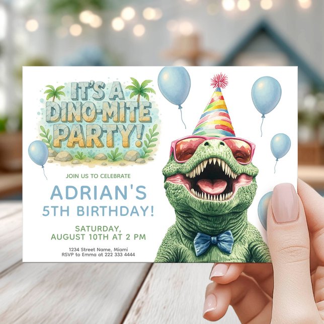Rolig Dino Födelsedagsfest Design Inbjudningar (Skapare uppladdad)