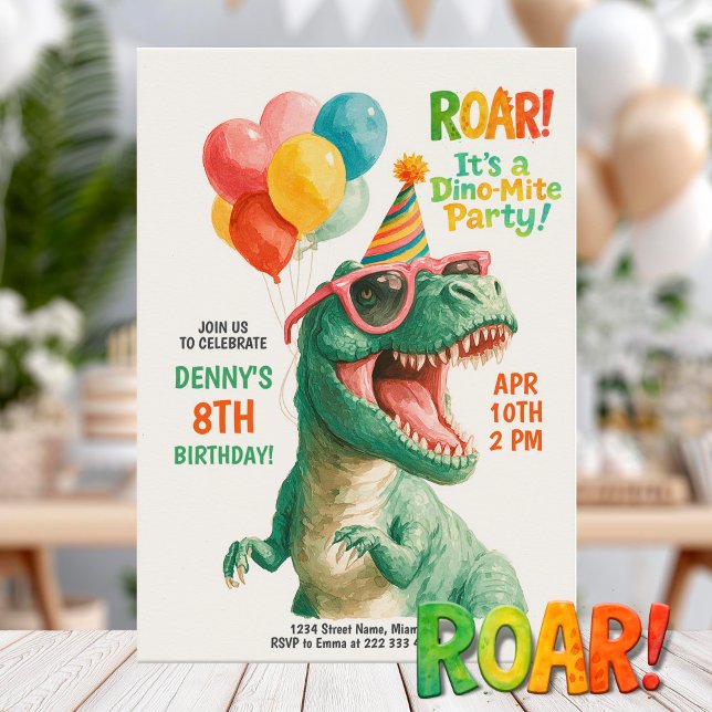 Rolig Dino Födelsedagsfest Design Inbjudningar (Skapare uppladdad)