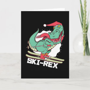 Rolig Dino Ski Rex Skidåkning Julpresent Kort