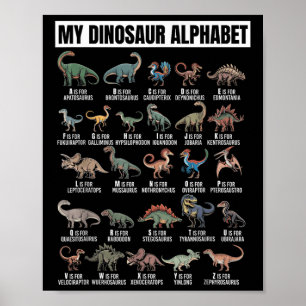 Rolig dinosaur alfabet Abc för pojkar Dino-älskare Poster