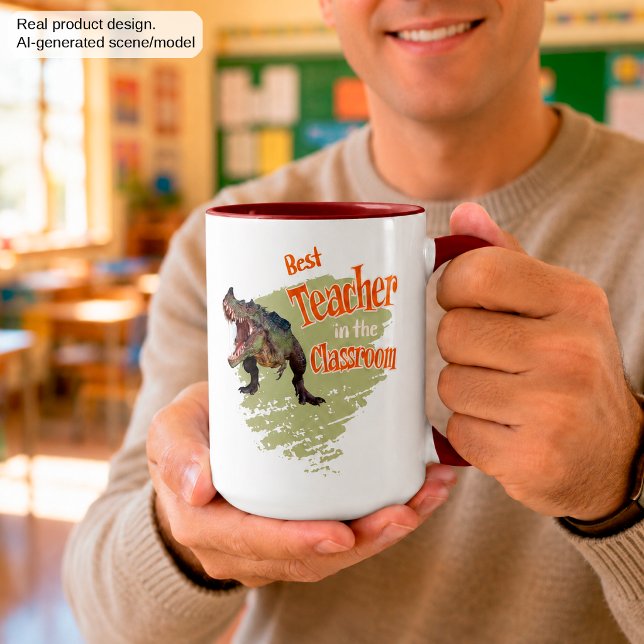 Rolig dinosaur Bästa läraren i klassrummet  Mugg (Skapare uppladdad)