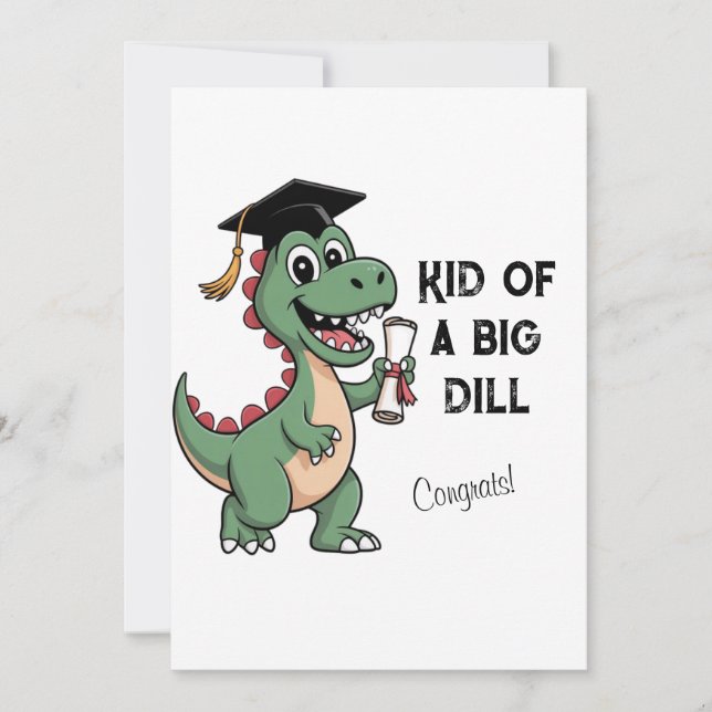 Rolig dinosaur-examenspresentkort – Kid of a Big D Tack Kort (Framsida)