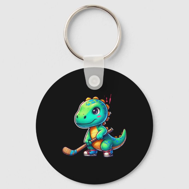 Rolig dinosaur fälthockeyspelare cool team  nyckelring (Framsida)