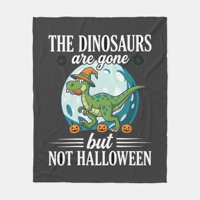 Rolig Dinosaur Halloween Häxa Grafisk Fleecefilt (Framsidan)
