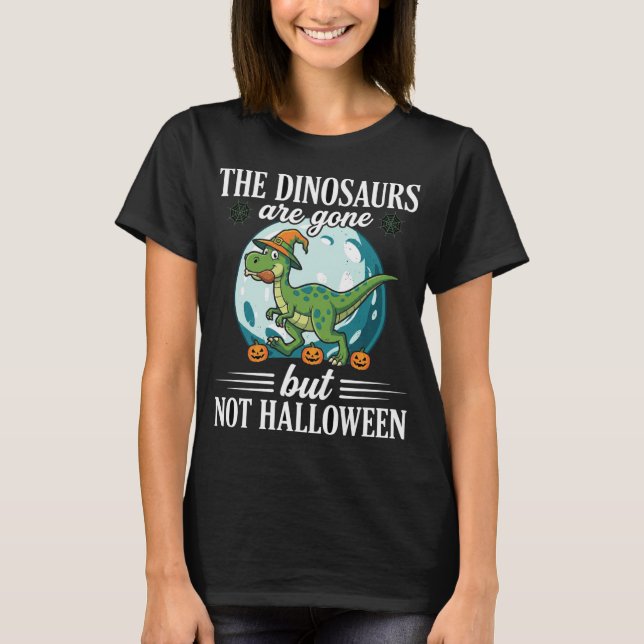 Rolig Dinosaur Halloween Häxa Grafisk T Shirt (Framsida)