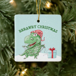Rolig dinosaur jul julgransprydnad keramik