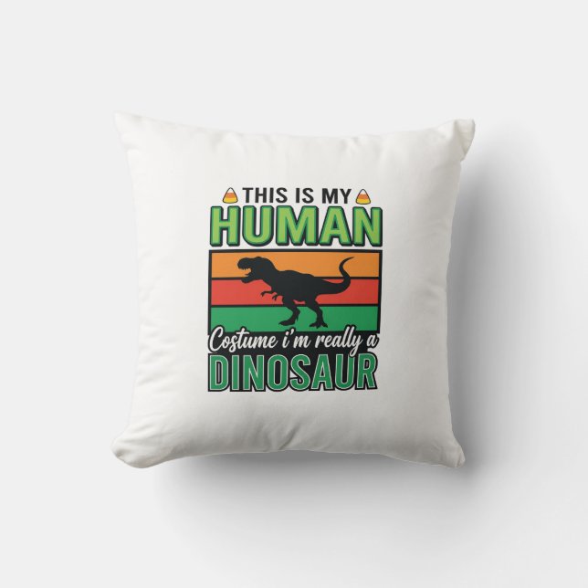 Rolig dinosaur kostym för människor Halloween Kudde (Framsida)