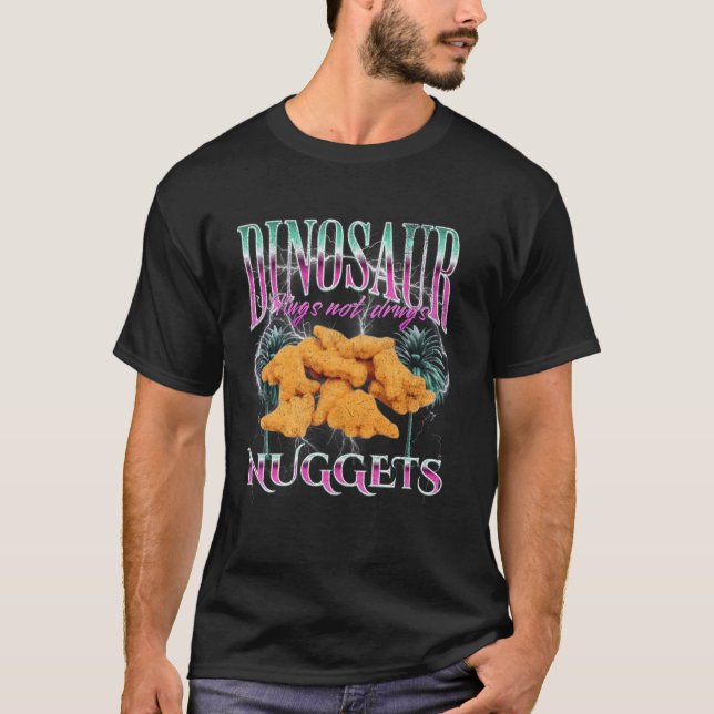 Rolig Dinosaur Kycklingnugget Meme Bootleg Retro S T Shirt (Framsida)