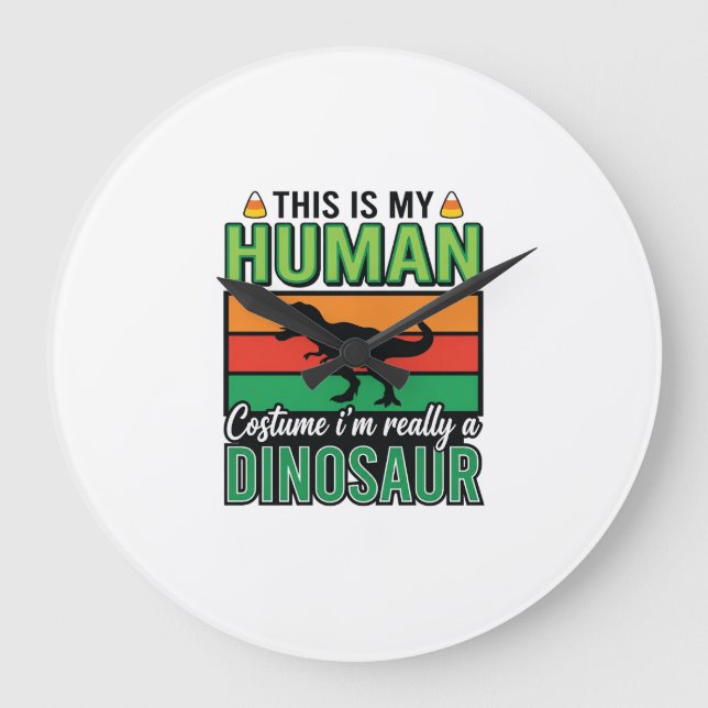 Rolig dinosaur mänsklig kostym Halloween Stor Klocka (Framsida)