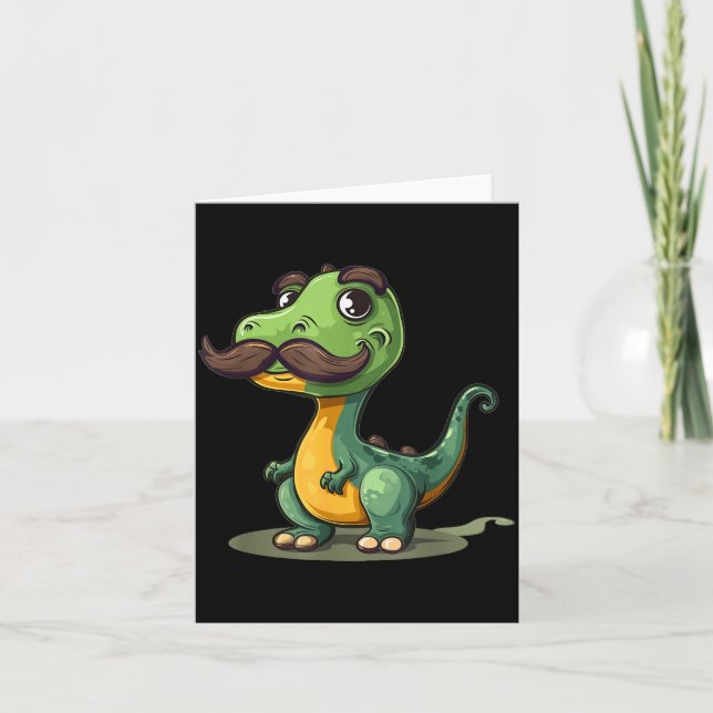 Rolig dinosaur med mustaschskägg för vuxna och  kort (Framsida)