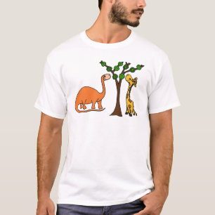Rolig dinosaur- och girafftecknad t-shirt