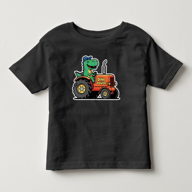 Rolig dinosaur som kör traktor Dino Power T Shirt (Framsida)
