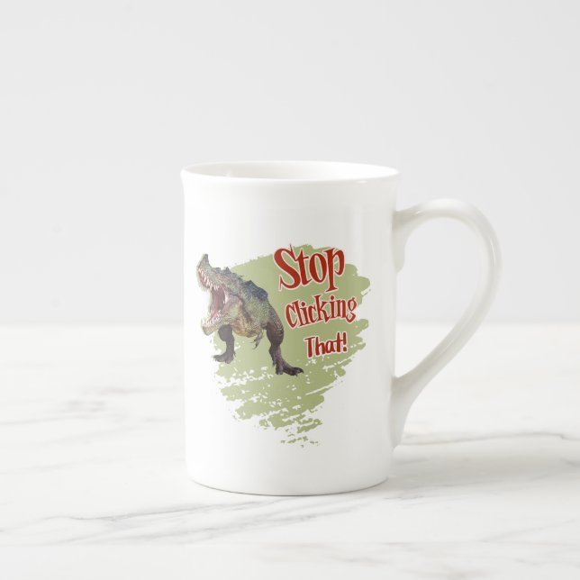 Rolig Dinosaur Stopp Klicka Benporslin Mugg (Höger)