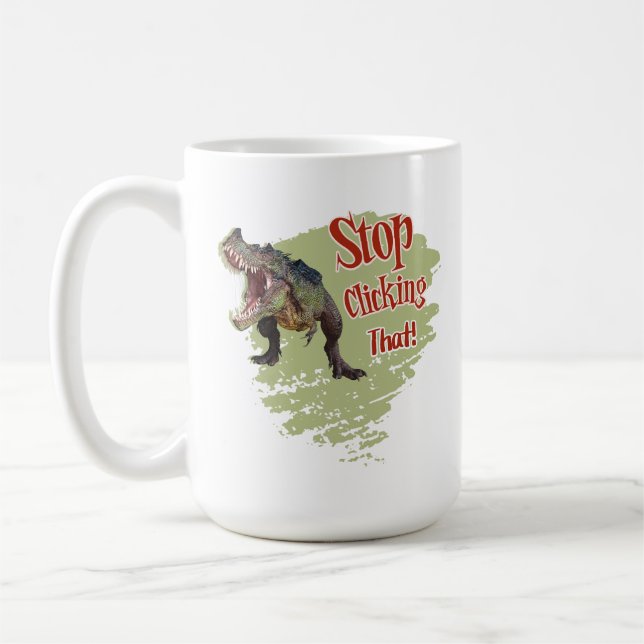Rolig Dinosaur Stopp Klicka Kaffemugg (Vänster)