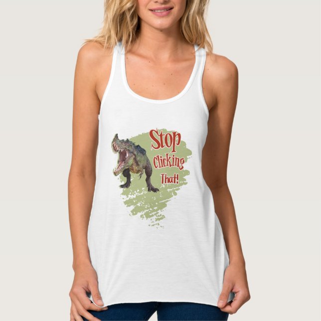 Rolig Dinosaur Stopp Klicka Linne Med Racerback (Framsida)