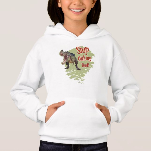 Rolig Dinosaur Stopp Klicka T Shirt (Framsida)