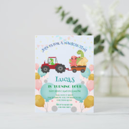 Rolig dinosaur traktor Födelsedagsfest DIY Namn Vykort