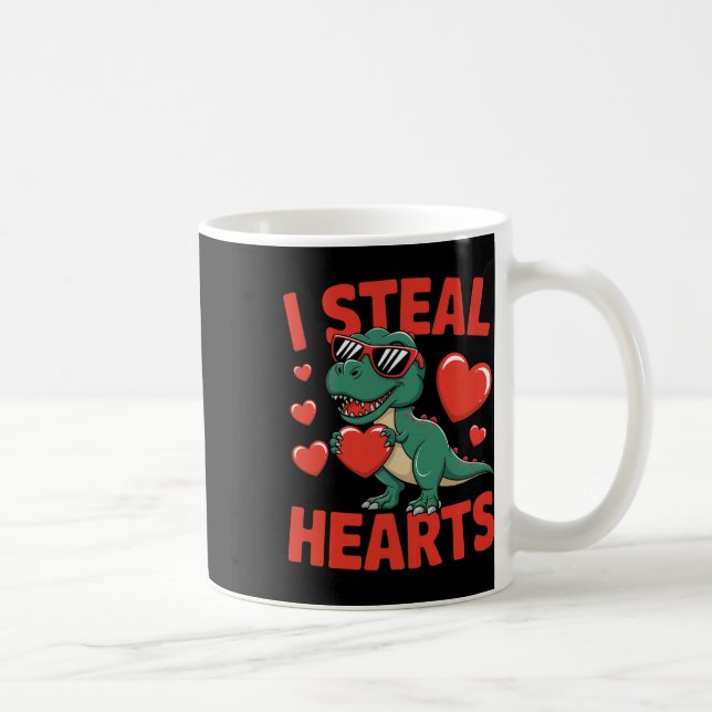 Rolig dinosaur Valentin design med hjärtan  Kaffemugg (Höger)