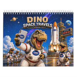 Rolig Dinosaurie Astronaut 2027 Väggkalender  Kalender