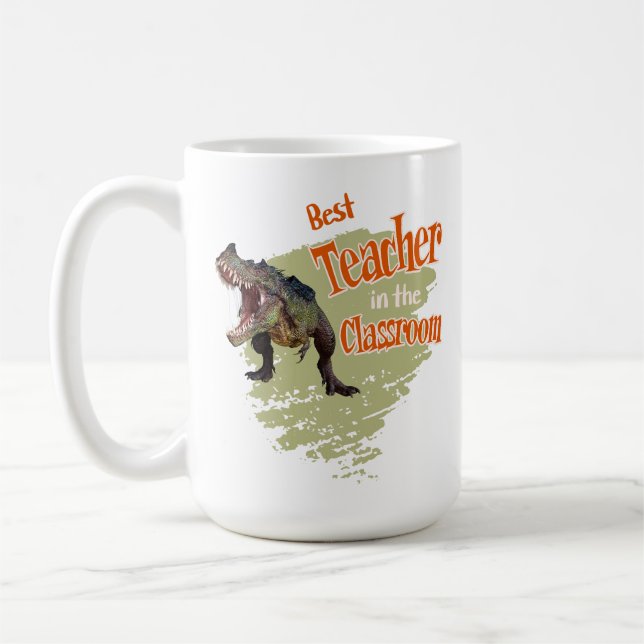 Rolig Dinosaurie Bästa Läraren i Klassrummet  Kaffemugg (Vänster)