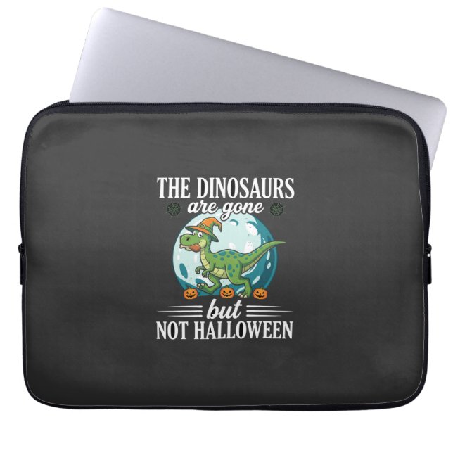 Rolig Dinosaurie Halloween Häxa Grafik Laptop Fodral (Framsidan)