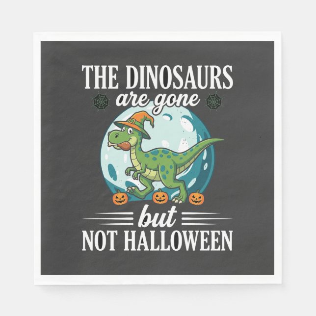 Rolig Dinosaurie Halloween Häxa Grafik Pappersservett (Framsidan)