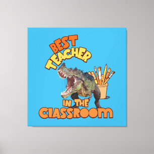 Rolig Dinosaurie Konstlärare Klassrums Humor Desig Canvastryck