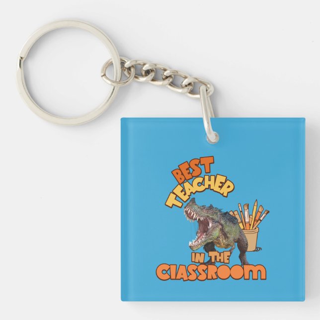 Rolig Dinosaurie Konstlärare Kreativt Klassrum (Framsidan)