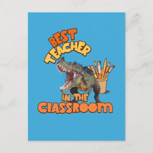 Rolig Dinosaurie Konstlärare Kreativt Klassrum Helg Vykort